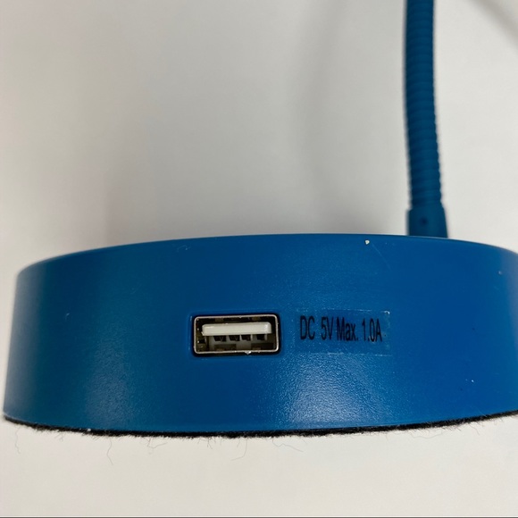 Turquoise Blue LED Plug-In Desk Lamp w/ USB Port - Picture 7 of 9